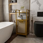 Luxury Bamboo Storage Shelf with Laundry Hamper & Open Shelves – Japandi Bathroom Organizer