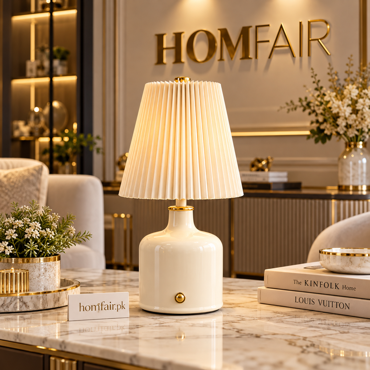 Aurora Pleated Ceramic Table Lamp