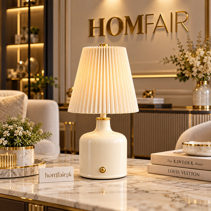 Aurora Pleated Ceramic Table Lamp
