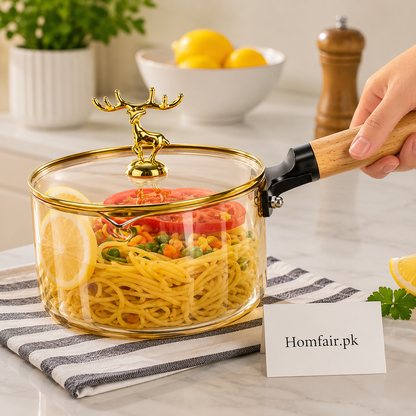 Heatproof Glass Sauce Pot Borosilicate Cooking Pot for Kitchen