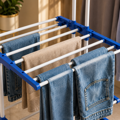 Foldable Clothes Drying Rack with 360° Wheels & Hanger Arms