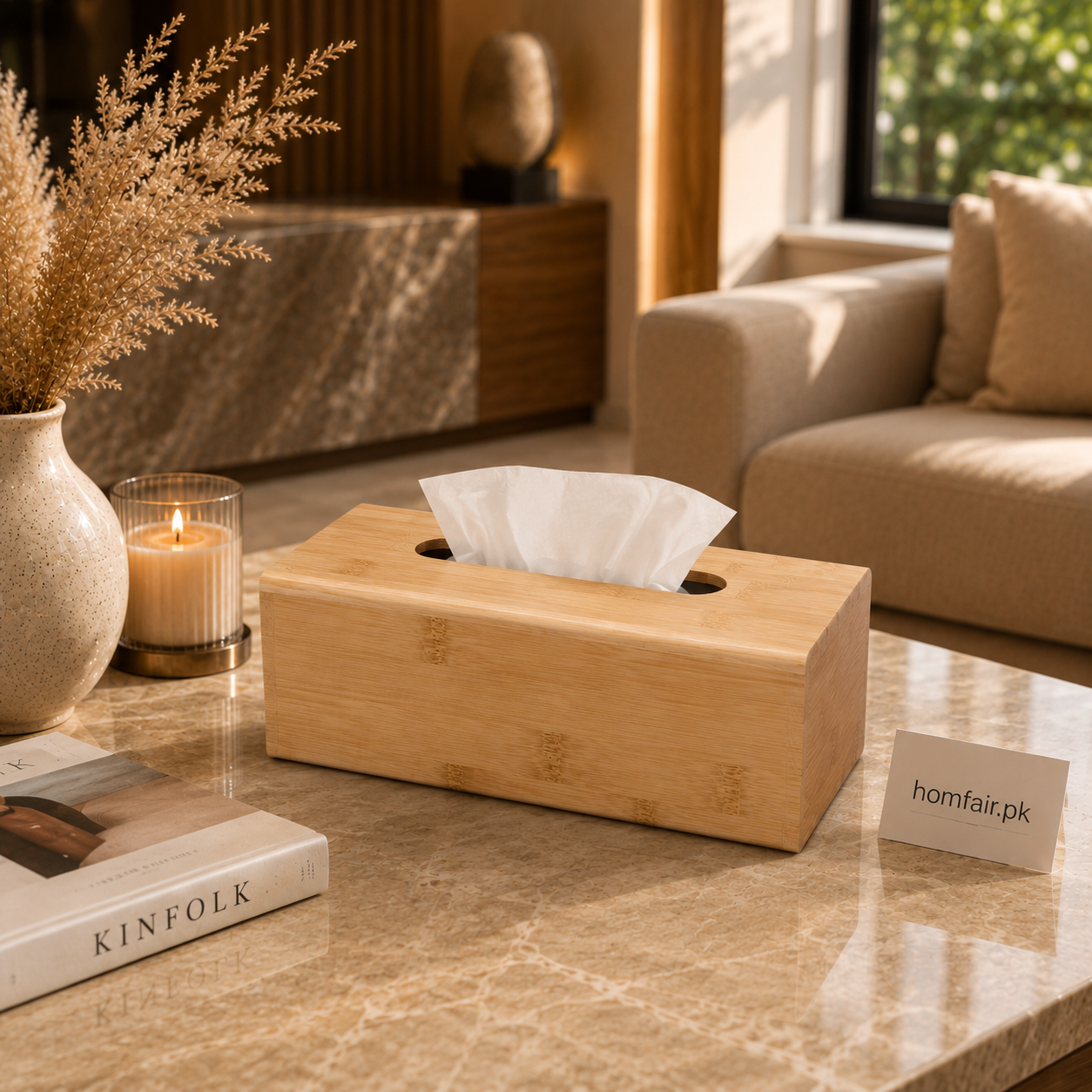 Premium Bamboo Tissue Box Holder – Elegant & Functional