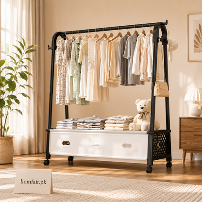 Premium Clothes Rack with Storage Drawer Multifunctional Garment Organizer