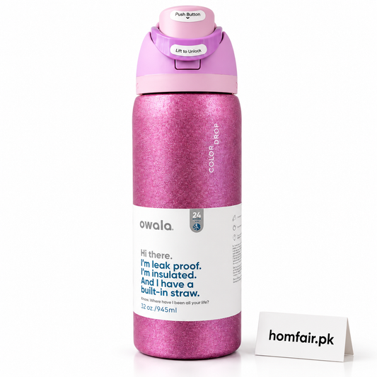 Owala 32oz Glitter Purple Insulated Water Bottle with Built-In Straw & Leak-Proof Lid