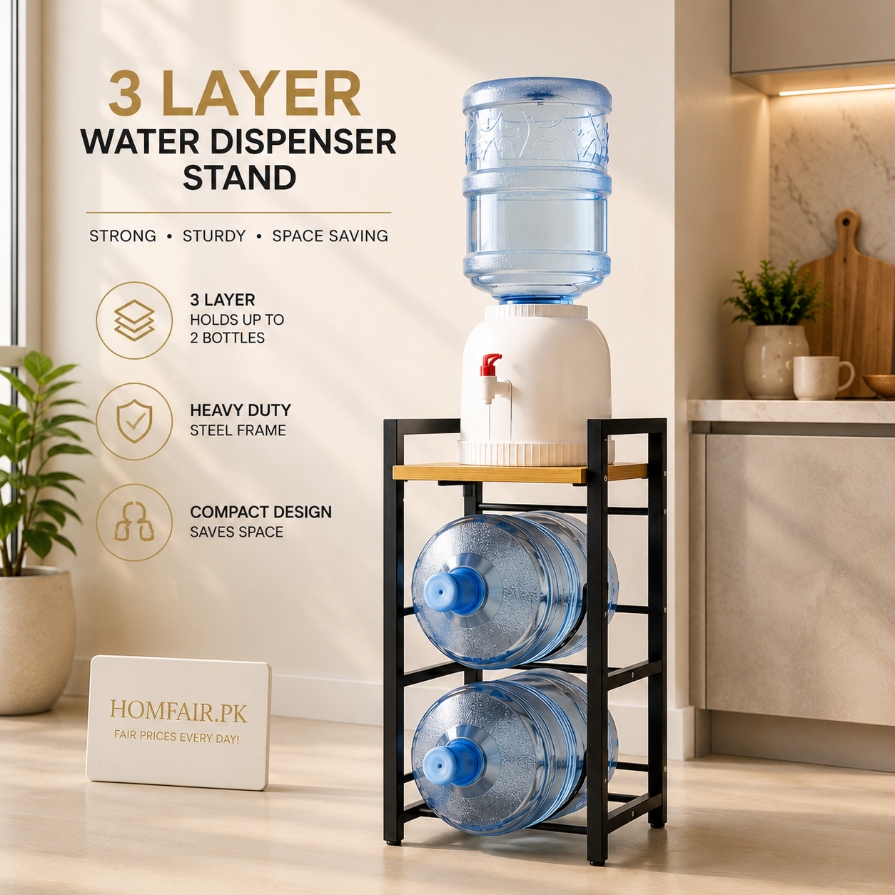 Premium Water Dispenser Stand with Bottle Storage