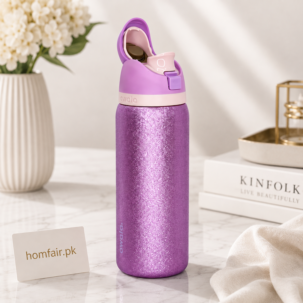 Owala FreeSip Glitter Purple Water Bottle 32oz 946ml with Flip-Top Lid