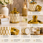 Small Luxury Ceramic Storage Canister with Gold Lid