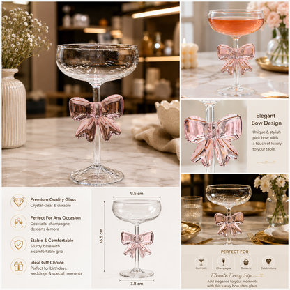 Luxury Bow Stem Coupe Glass – Elegant Cocktail & Dessert Glass