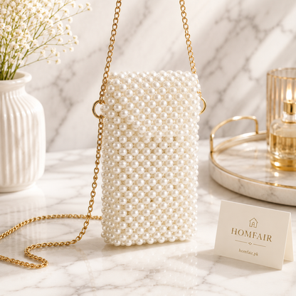 Luxury Handmade Pearl Phone Bag Mini Crossbody Mobile Pouch for Women