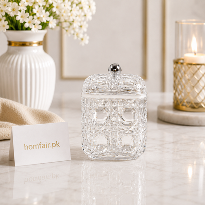 Premium Crystal Glass Storage Canister with Lid