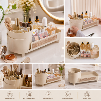 Premium Makeup & Skincare Organizer with Multi-Compartment Storage