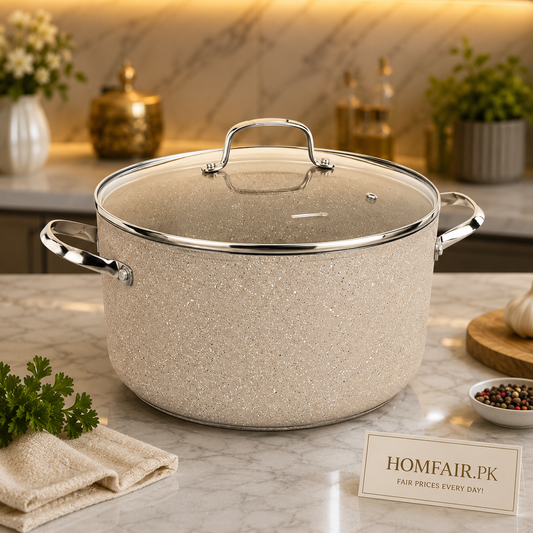 Korkmaz Granite Aluminum Casserole with Glass Lid