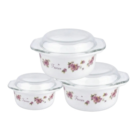 Danny Home Premium 3-Piece Casserole Set with 1L, 1.5L & 2.5L Sizes for Versatile Cooking