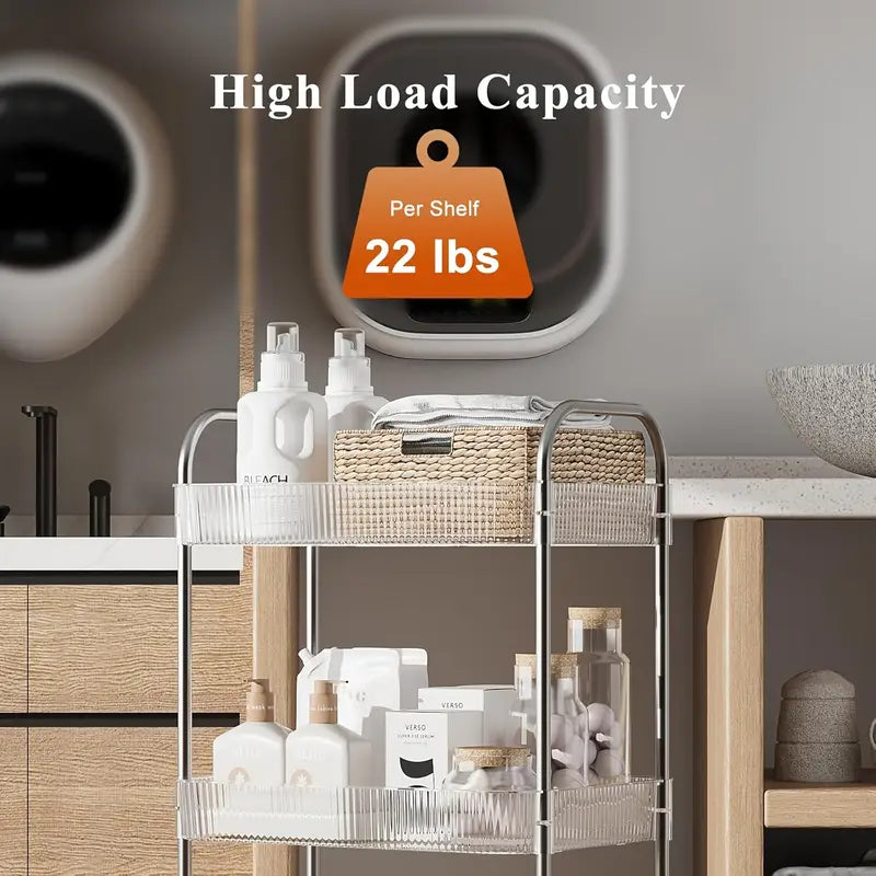 Acrylic Smart Trolley Multi-Layer Storage Organizer with Wheels