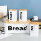 Luxury Matte Black Bread & Canister Set - Tea, Coffee, Sugar, Storage With Bamboo Lids