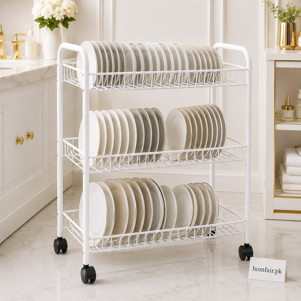 Danny Home 3-Layers Storage Trolley – 37 × 26 × 62.5 cm