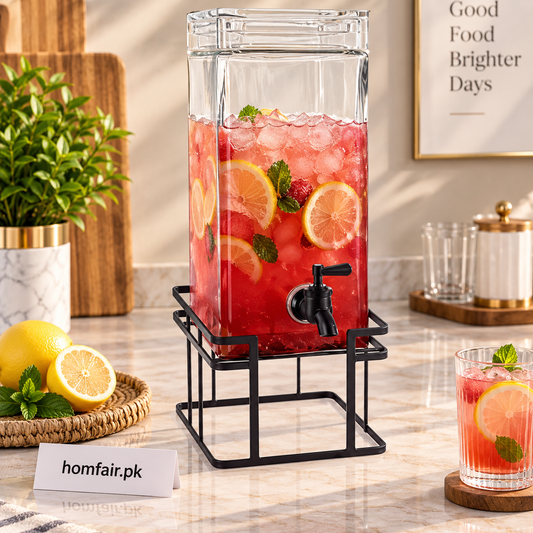 Danny Home Premium Glass Dispenser – 4L Elegant Beverage & Serving Container for Home Gatherings