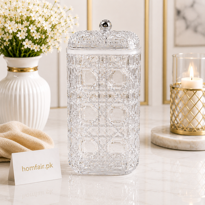 Premium Crystal Glass Storage Canister with Lid