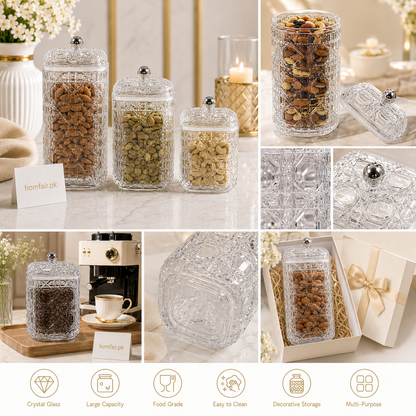 Premium Crystal Glass Storage Canister with Lid