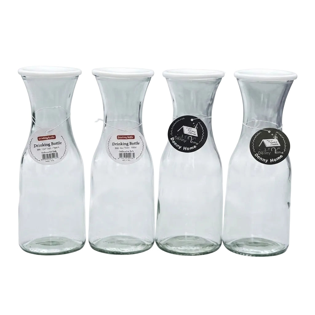 Danny Home Elegant 1L Glass Bottle for Everyday Beverage Storage & Table Serving
