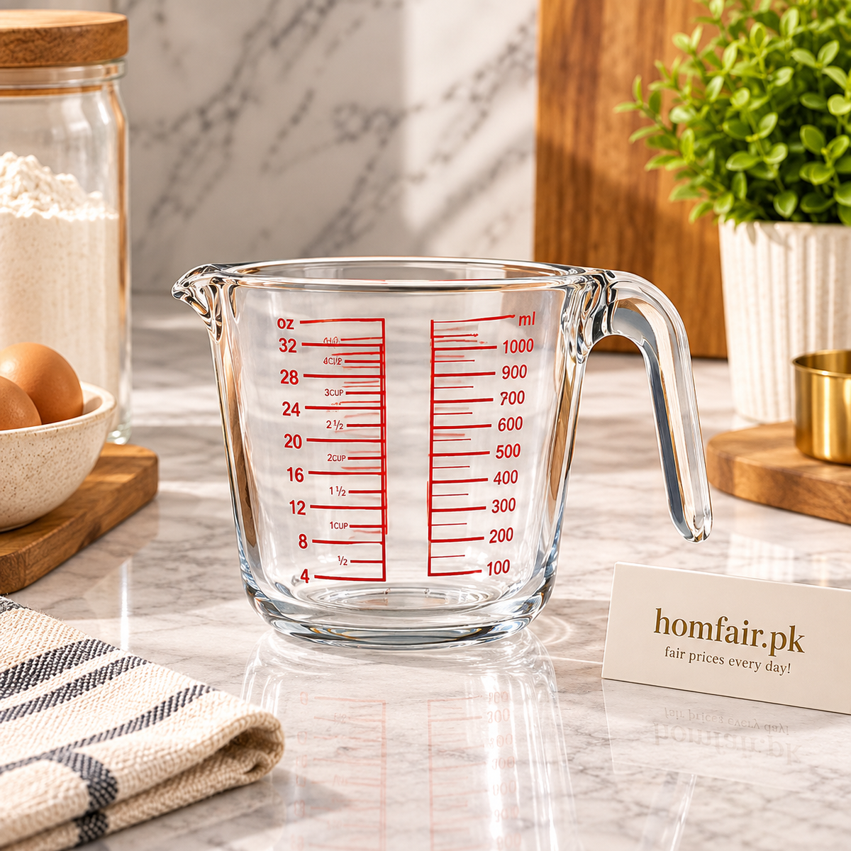 Danny Home Modern Glass Measuring Cup 250ml – Durable Everyday Kitchenware for Home Use