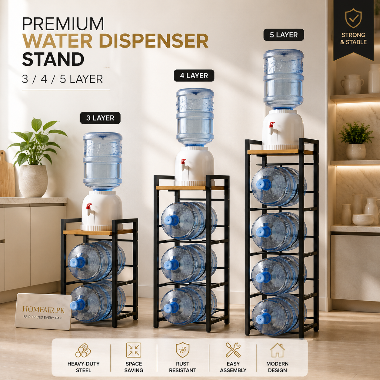 Premium Water Dispenser Stand with Bottle Storage