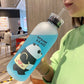 Cute Bear Cartoon Water Bottle 1000ml Leakproof Frosted Drinkware