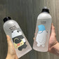 Cute Bear Cartoon Water Bottle 1000ml Leakproof Frosted Drinkware