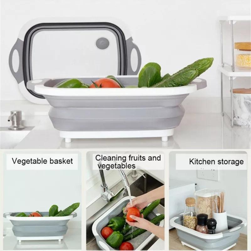 Multi-Function Cutting Board with Integrated Fruit and Vegetable Washer
