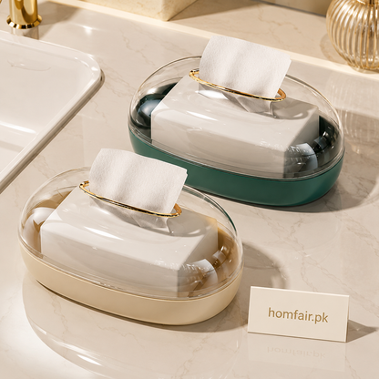 Luxury Dustproof Oval Tissue Box Holder – Premium Transparent Tissue Storage Case