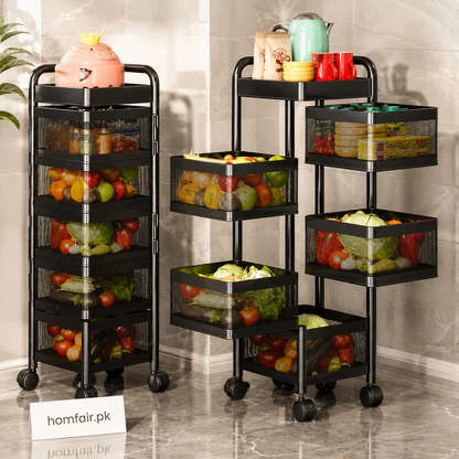 Premium Multi-Layer Rolling Kitchen Storage Rack – Mobile Fruit & Vegetable Organizer