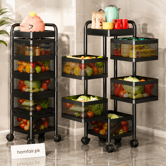 Premium Multi-Layer Rolling Kitchen Storage Rack – Mobile Fruit & Vegetable Organizer