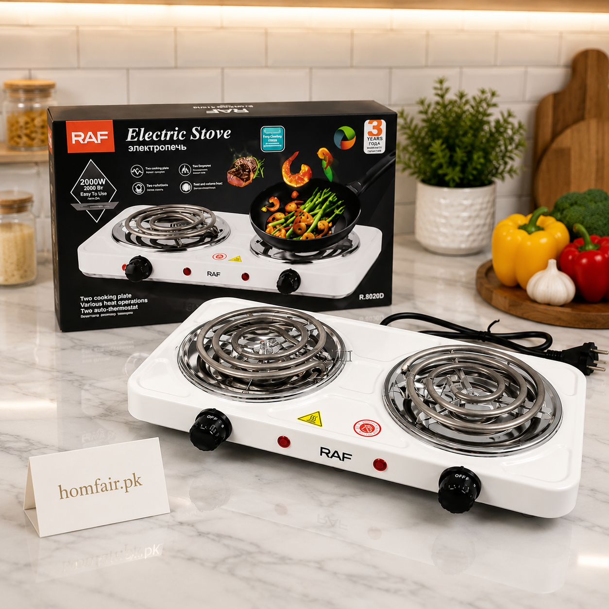RAF Double Electric Hot Plate 2000W Portable Dual Burner Electric Stove