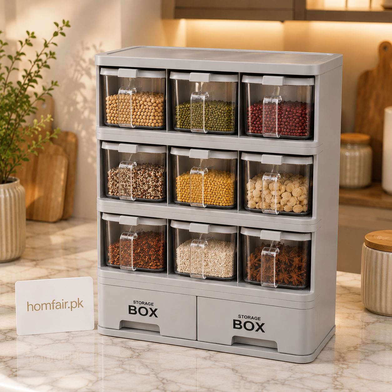 Kitchen Storage Box Organizer with 2 Drawers