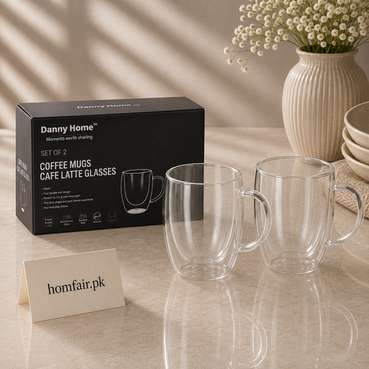 Premium Double Wall Mug Set of 2 300ml – Elegant Insulated Tea & Coffee Mugs