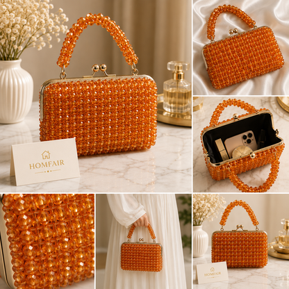 Luxury Handmade Crystal Beaded Clutch Bag
