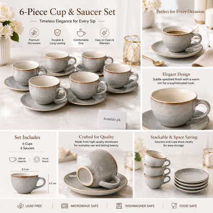 Danny Home 12-Piece Ceramic Cup & Saucer Set
