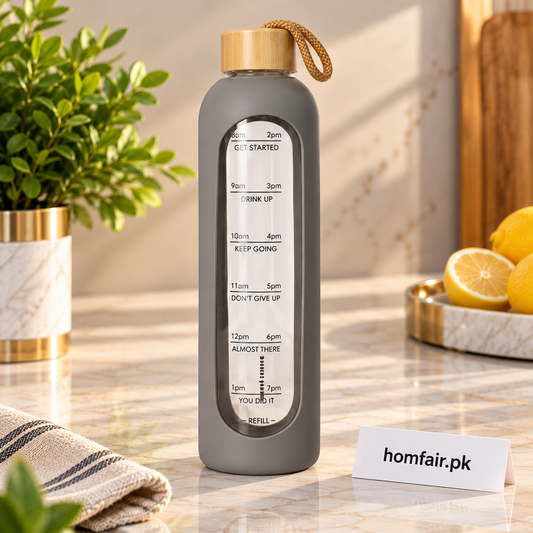 Danny Home Modern 1000ml Glass Drinks Bottle – Premium Reusable Water & Beverage Bottle for Daily Hydration