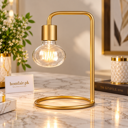 Modern Gold Study Lamp with Glass Bulb | Elegant Desk & Home Décor Lamp