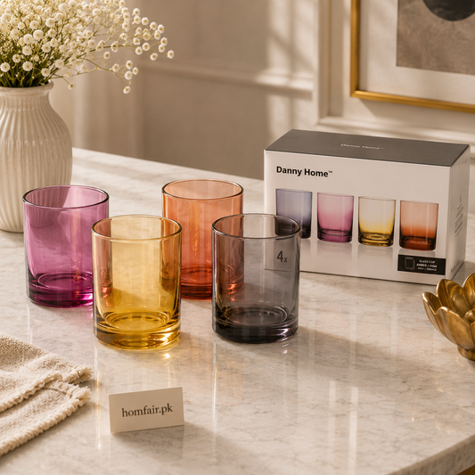 Elegant Premium Glass Drinking Set of 4 – 385ml Modern Everyday Drinkware