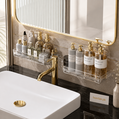 Wall Mounted Acrylic Bathroom Organizer Shelf