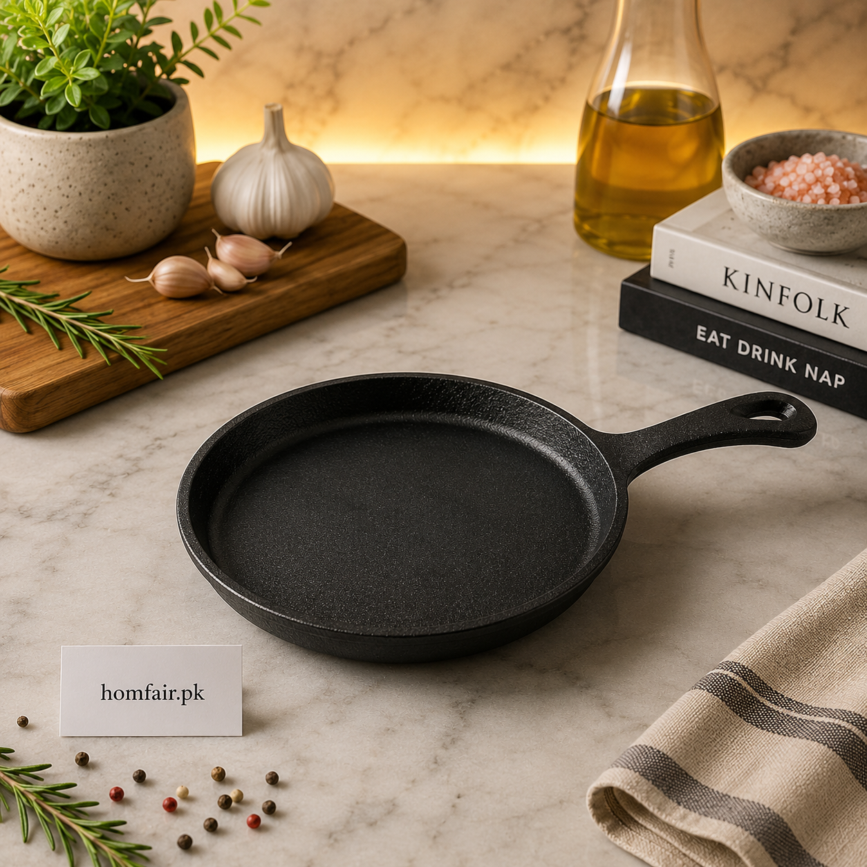 Danny Home Cast Iron Round Skillet Pan – 16 × 1.6 cm