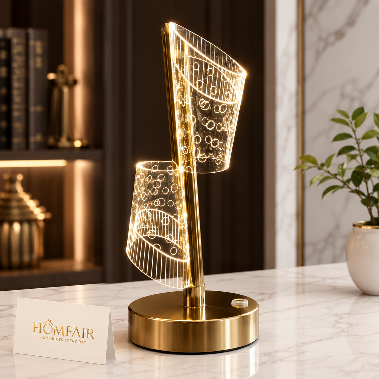 Modern Crystal LED Table Lamp Luxury Gold Bedside Light