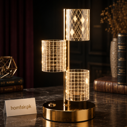 Modern Crystal LED Table Lamp Luxury Gold Bedside Light