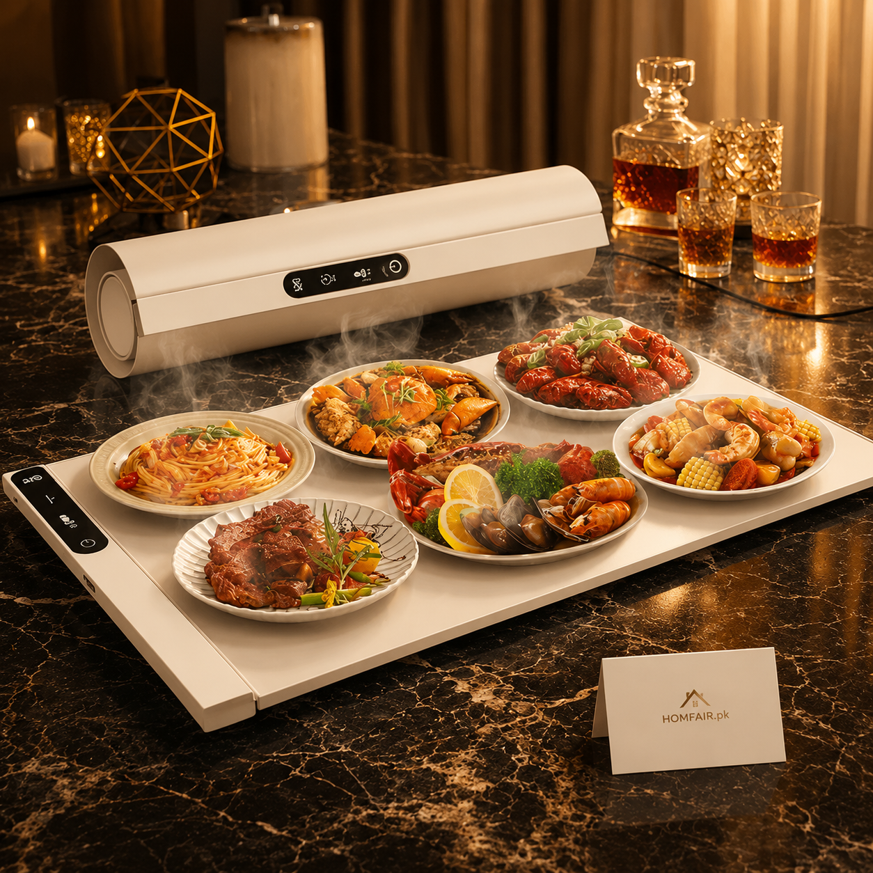 Luxury Rechargeable Electric Food Warming Tray – Cordless Smart Hot Plate with 8H Timer