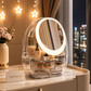 Luxury LED Makeup Organizer with Mirror – Dustproof Cosmetic Storage Box with Drawers