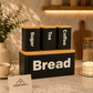 Luxury Matte Black Bread & Canister Set - Tea, Coffee, Sugar, Storage With Bamboo Lids