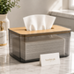 Rectangular Transparent Tissue Holder with Bamboo Lid