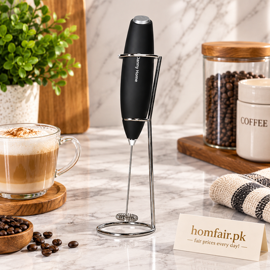 Danny Home Premium Milk Frother with Metal Stand – Elegant Coffee & Cappuccino Preparation Accessory