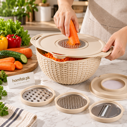 6-Piece Colander and Mixing Bowl Set with Grating and Slicing Attachments